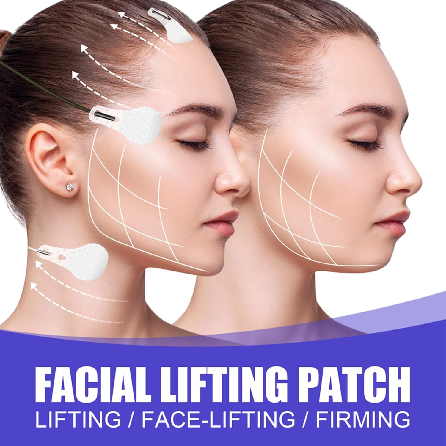 Lot De 60 Bandes Invisibles De Levage Du Visage Avec 3 Cordes Fixes, Autocollants Instantanés Pour Le Visage, Le Cou Et Les Yeux, Bandes V-Line Pour Raffermir La Peau, Patchs Pour Le Visage